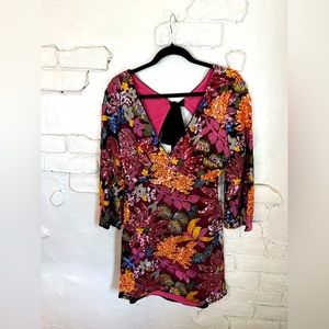 Anthropologie floral sequined dress, size 8